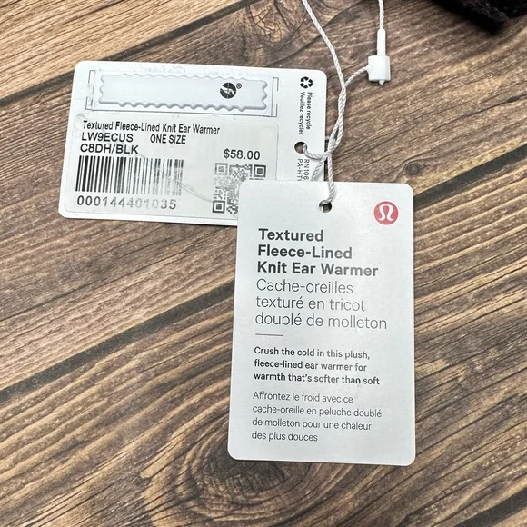 Lululemon Textured Fleece Lined Knit Ear Warmer NWT ONE SIZE (C8DH/BLK) - Picture 7 of 9